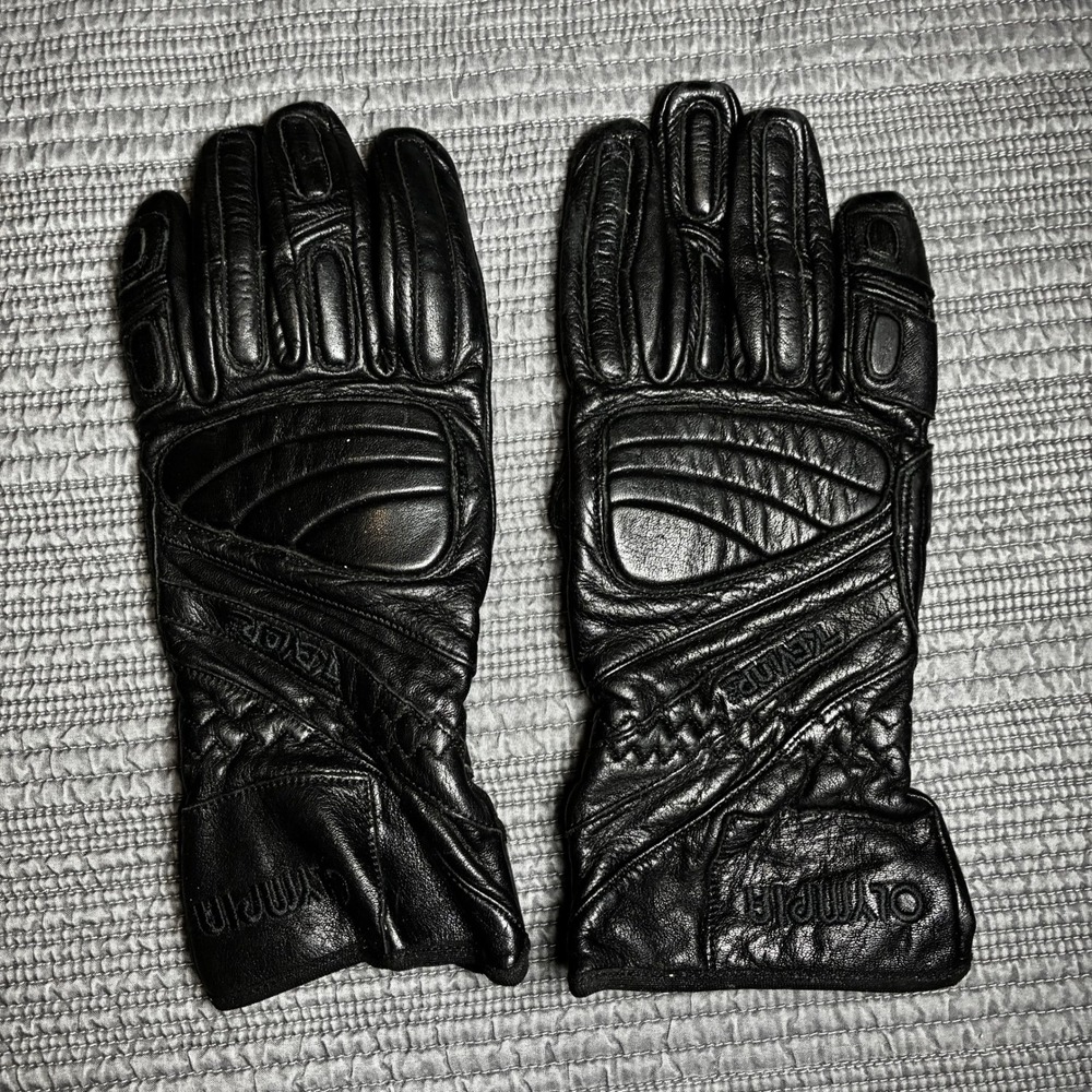 Olympia Kevlar Leather Motorcycle Gloves Black Padded Gauntlet Mens Large L